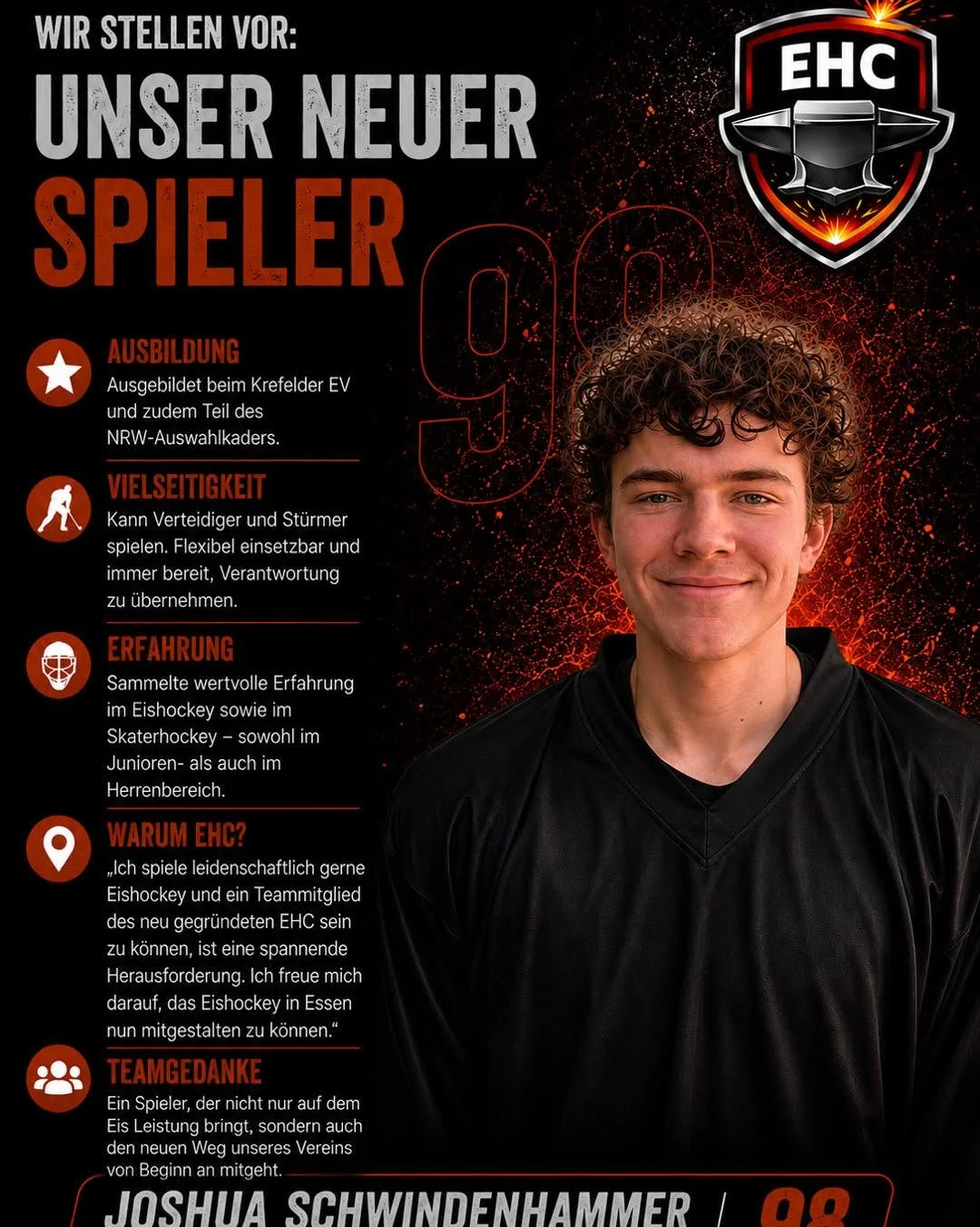 Wir stellen vor: Neuer Spieler Joshua Schwindenhammer