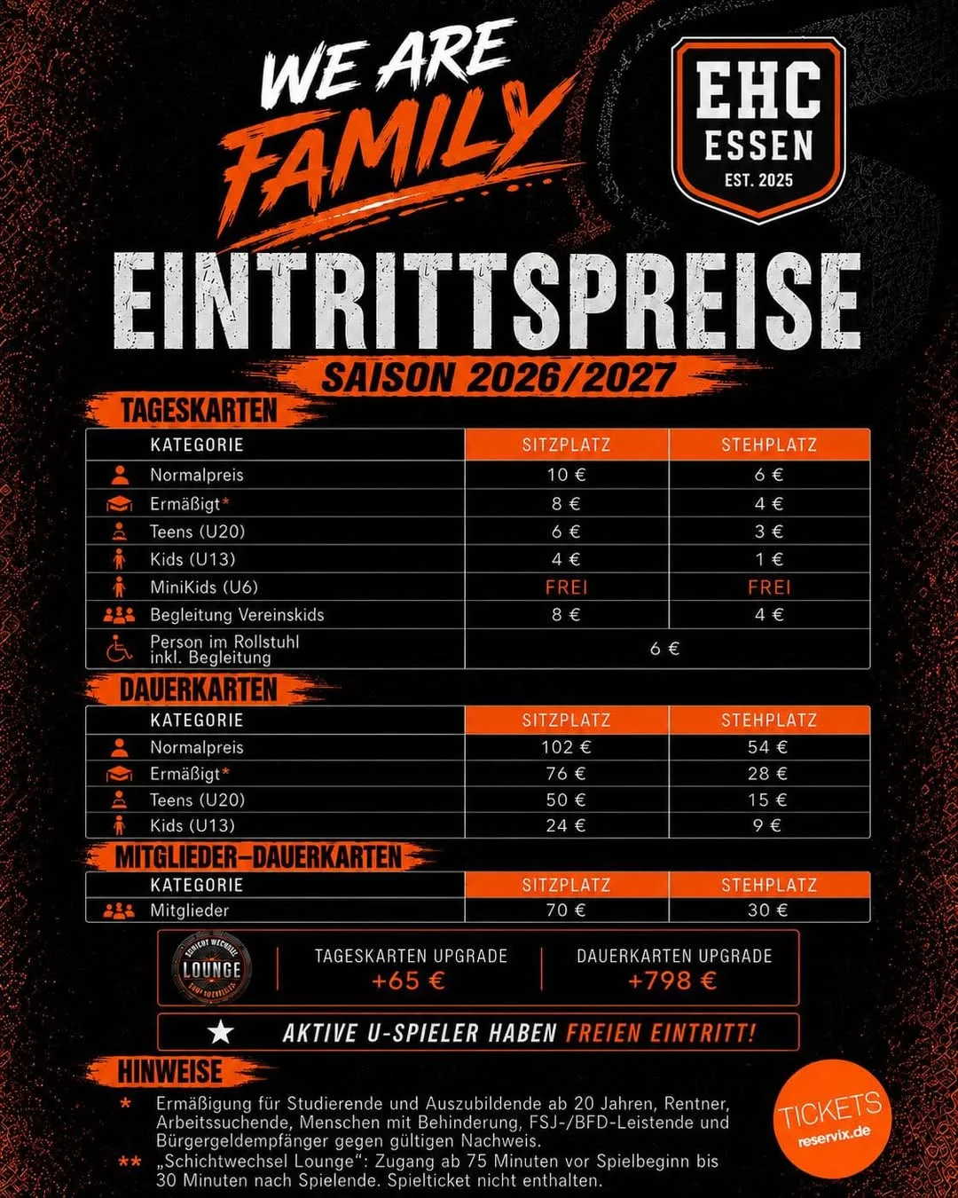Tages- und Dauerkarten für die Saison 2026/2027
