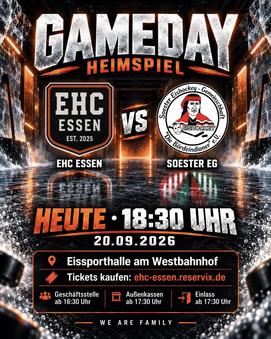 Gameday: Heimspiel EHC Essen Soester EG 18:30 Uhr