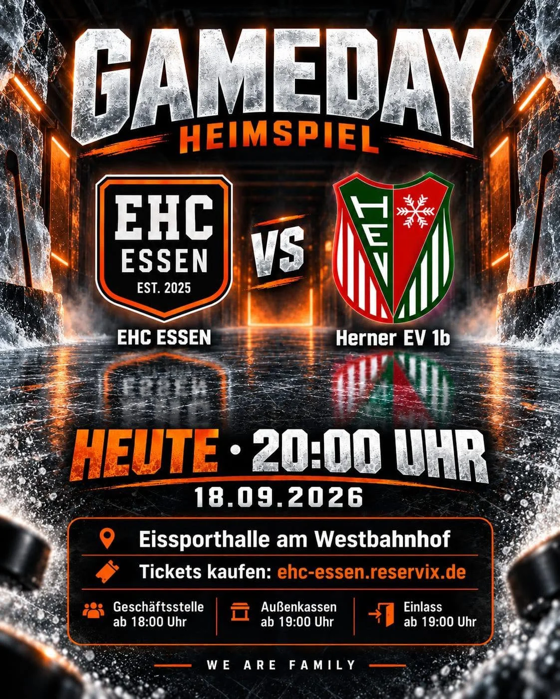 Gameday: Heute Heimspiel EHC Essen gegen Herne eV 1b