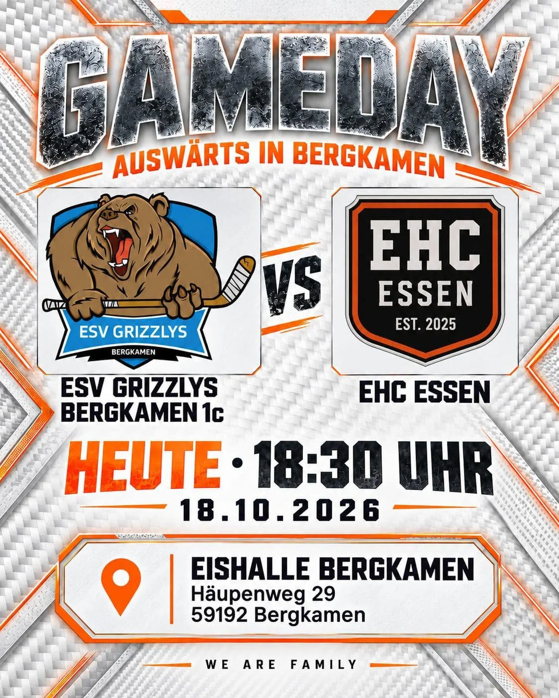 Gameday: Heute Auswärtsspiel Bergkamen gegen EHC Essen