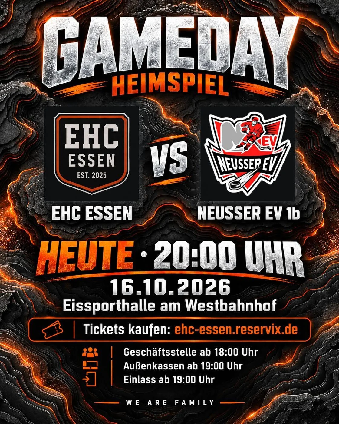 Gameday: Heute Heimspiel EHC Essen gegen Neusser EV 1b